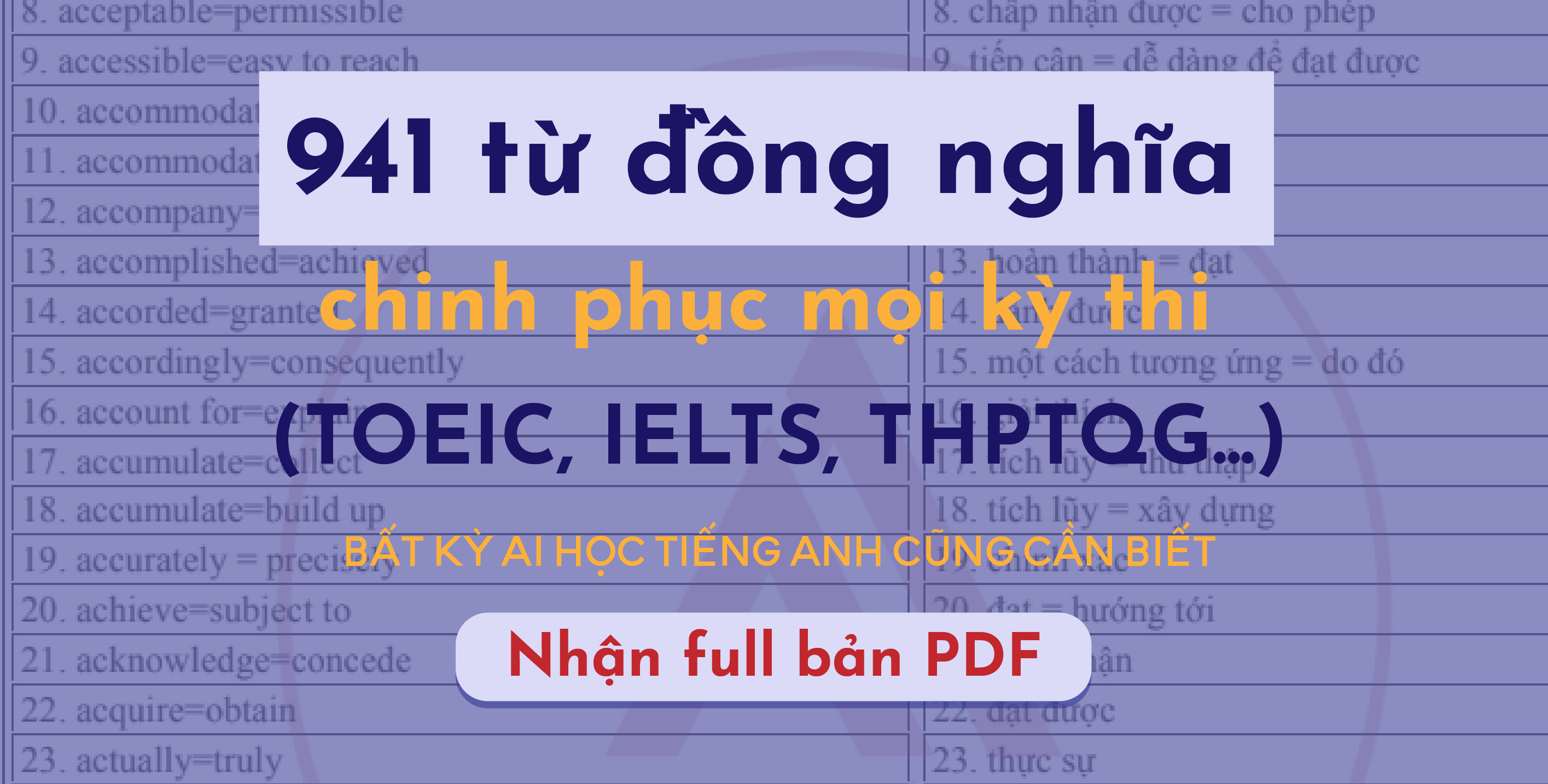 941 từ đồng nghĩa chinh phục mọi kỳ thi