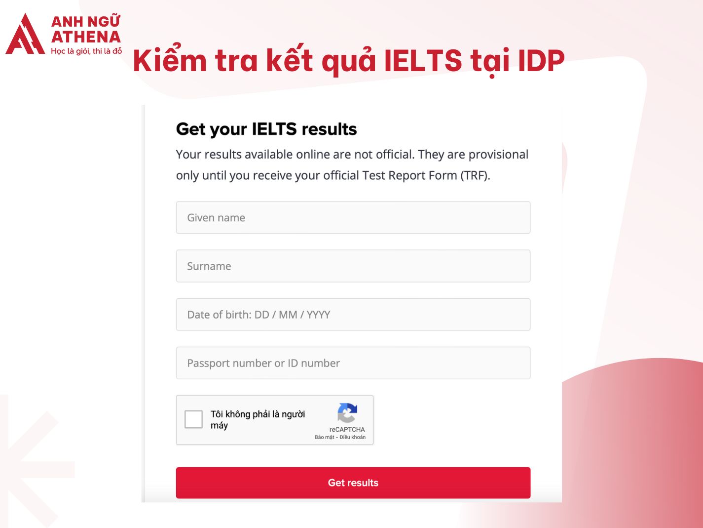 Tra cứu điểm IELTS tại IDP